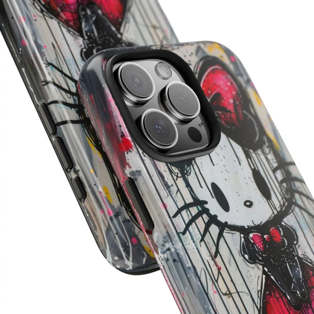 Goth Bow Cat Graffiti Pop Art Tough Phone Case LavenderCeleste