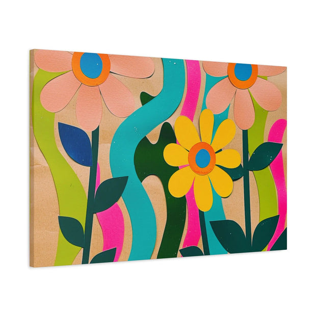 Groovy Paper Cut Flower Matte Canvas Art LavenderCeleste