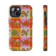 Retro Groovy Snail and Mushroom Tough Phone Case LavenderCeleste