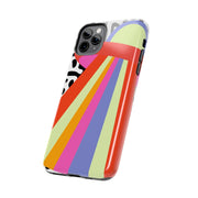 Retro Mod UFO Rainbow Beam Tough Phone Case LavenderCeleste