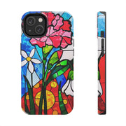 January Carnation Stained Glass Birth Flower Tough Phone Case