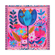 Whimsical Pink Blue Floral Matte Canvas Art - LavenderCeleste