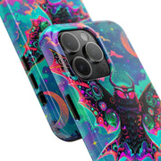 Mothman Tough Phone Case – Psychedelic Neon Cryptid Aesthetic - LavenderCeleste