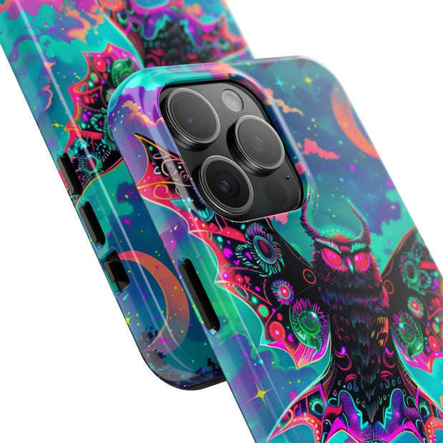 Mothman Tough Phone Case – Psychedelic Neon Cryptid Aesthetic - LavenderCeleste