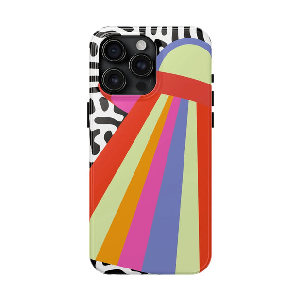Retro Mod UFO Rainbow Beam Tough Phone Case LavenderCeleste