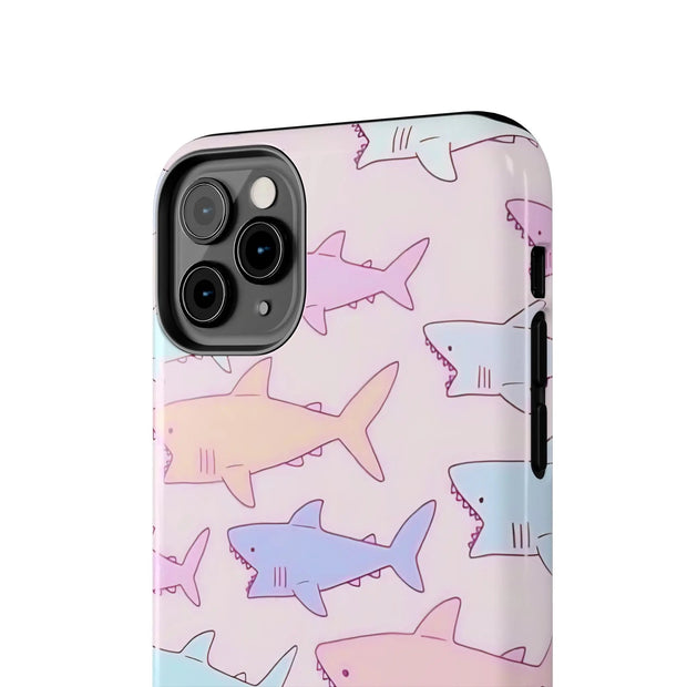 Pastel Shark Pattern Tough Phone Case Printify