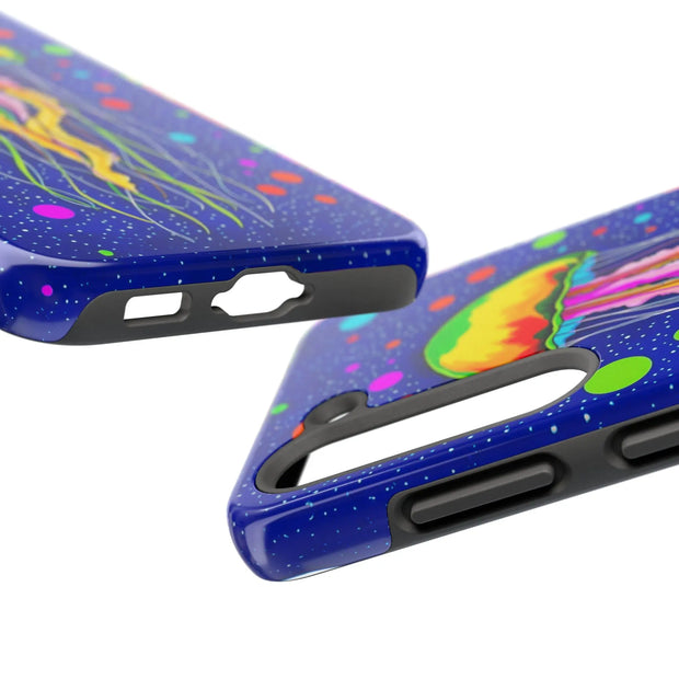 Vibrant Neon Jellyfish Cosmic Sea Tough Phone Case