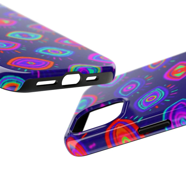 Trippy Neon Evil Eye Protective Tough Phone Case LavenderCeleste