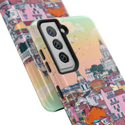 Lisbon Portugal Tough Phone Case – Pastel City Skyline Aesthetic