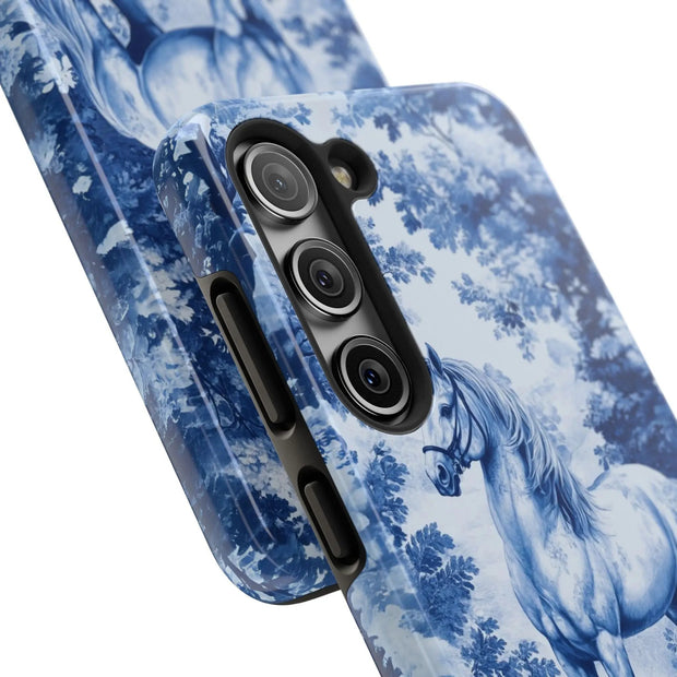 Blue Toile Horse Country Scenic Tough Phone Case LavenderCeleste