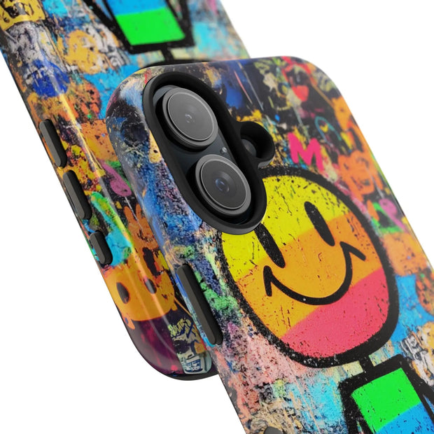 Rainbow Graffiti Smiley Tough Phone Case LavenderCeleste