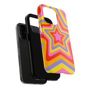 Retro Rainbow Star Groovy Tough Phone Case LavenderCeleste