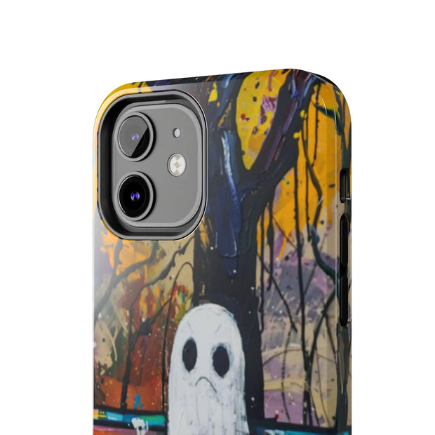Sad Ghost on Park Bench Abstract Art Phone Case LavenderCeleste