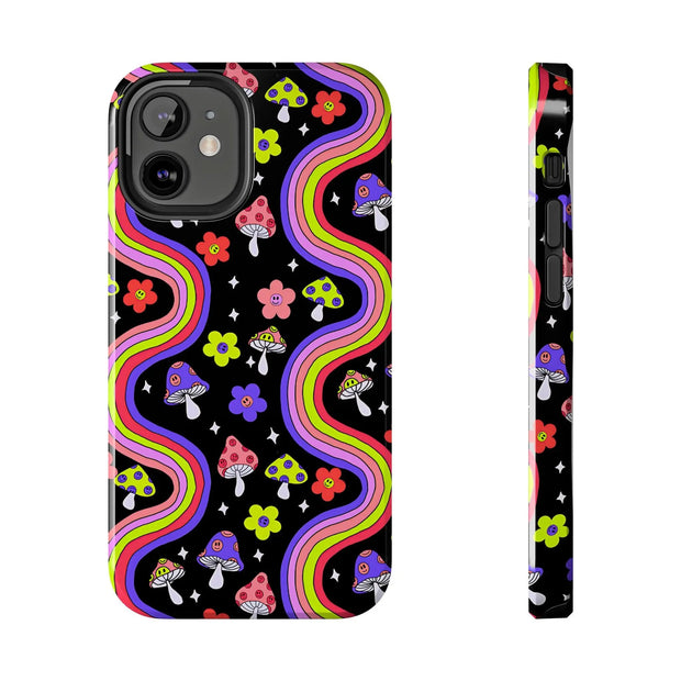 Groovy Mushroom Rainbow Tough Phone Case LavenderCeleste