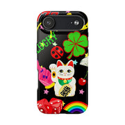 Lucky Symbols Tough Phone Case – 777 Dice Rainbow Maneki Neko Design - LavenderCeleste