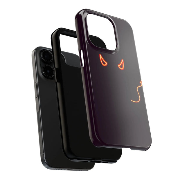 Neon Devil Eyes Tough Phone Case – Minimal Dark Glow Aesthetic Printify