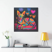 Neon Sphynx Love Pop Art Matte Canvas Wall Art LavenderCeleste