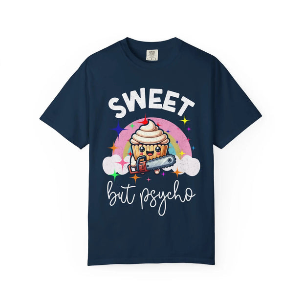 Sweet But Psycho Cupcake Comfort Colors Tee LavenderCeleste