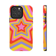 Retro Rainbow Star Groovy Tough Phone Case LavenderCeleste