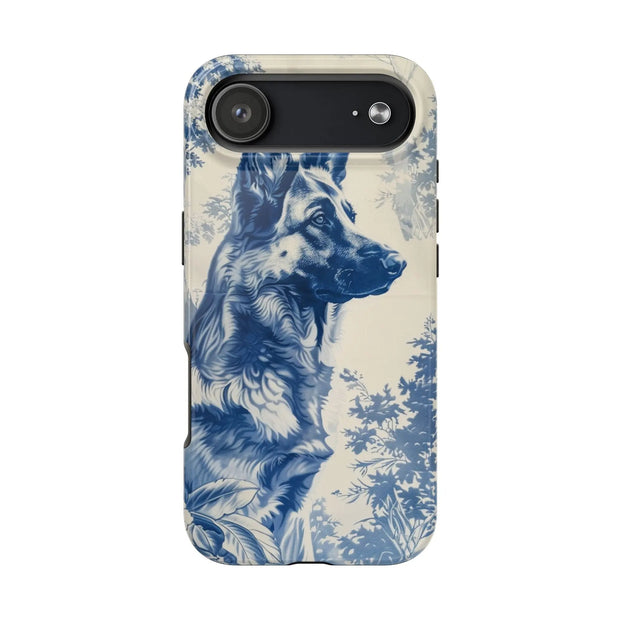 Blue Toile German Shepherd Scenic Tough Phone Case LavenderCeleste