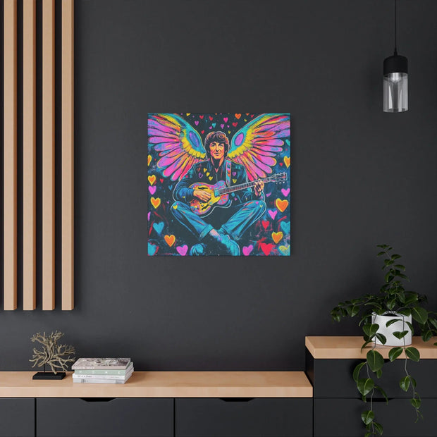 Psychedelic Guitar Angel Matte Canvas Art LavenderCeleste