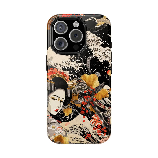Golden Geisha Wave Japanese Art Tough Phone Case