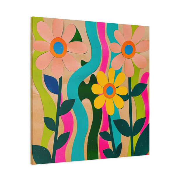 Groovy Paper Cut Flower Matte Canvas Art LavenderCeleste