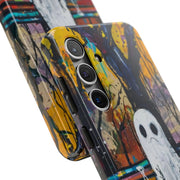 Sad Ghost on Park Bench Abstract Art Phone Case LavenderCeleste