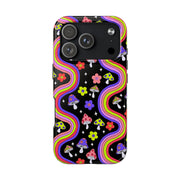 Groovy Mushroom Rainbow Tough Phone Case LavenderCeleste
