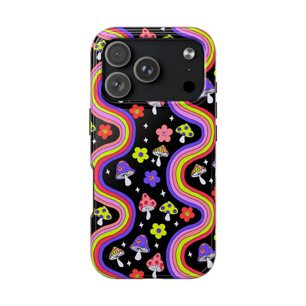 Groovy Mushroom Rainbow Tough Phone Case LavenderCeleste