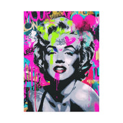 Marilyn Monroe Graffiti Matte Canvas – Neon Pop Art Street Style Wall Decor - LavenderCeleste