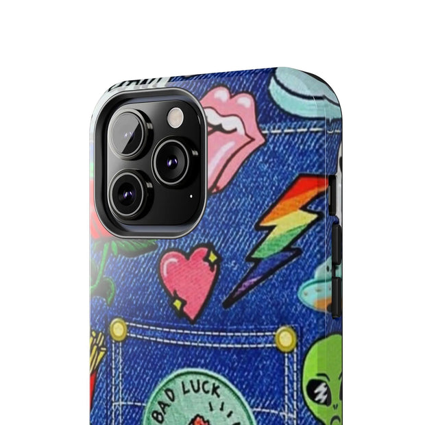 Retro Kidcore Denim Patch Tough Phone Case LavenderCeleste