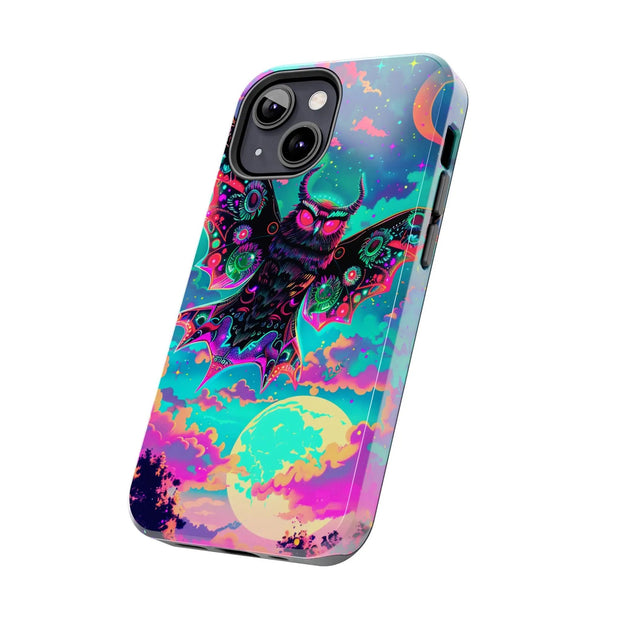 Mothman Tough Phone Case – Psychedelic Neon Cryptid Aesthetic - LavenderCeleste