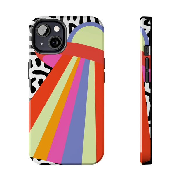 Retro Mod UFO Rainbow Beam Tough Phone Case LavenderCeleste