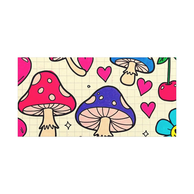 Kawaii Mushroom Cherry Flower Matte Canvas Print LavenderCeleste