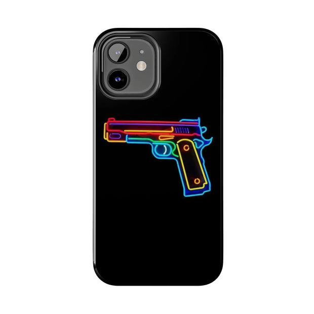 Neon Rainbow Gun Tough Phone Case – Bold Retro Vaporwave Aesthetic Printify