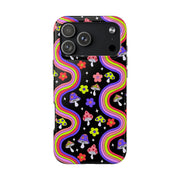 Groovy Mushroom Rainbow Tough Phone Case LavenderCeleste