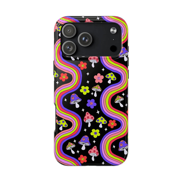 Groovy Mushroom Rainbow Tough Phone Case LavenderCeleste
