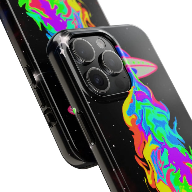 Psychedelic Neon UFO Abduction Tough Phone Case LavenderCeleste