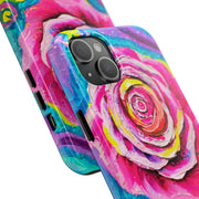 Vibrant Pink Rose Abstract Tough Phone Case LavenderCeleste