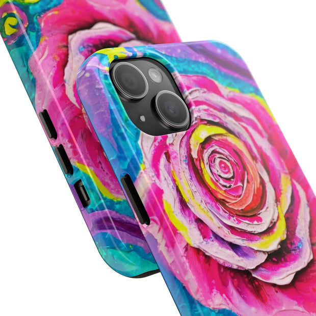 Vibrant Pink Rose Abstract Tough Phone Case LavenderCeleste