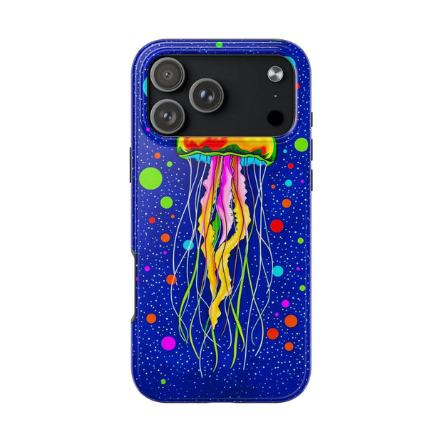 Vibrant Neon Jellyfish Cosmic Sea Tough Phone Case
