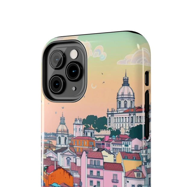 Lisbon Portugal Tough Phone Case – Pastel City Skyline Aesthetic