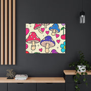 Kawaii Mushroom Cherry Flower Matte Canvas Print LavenderCeleste