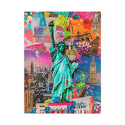 Vibrant New York Collage Matte Canvas – Statue of Liberty Pop Art Printify