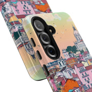 Lisbon Portugal Tough Phone Case – Pastel City Skyline Aesthetic