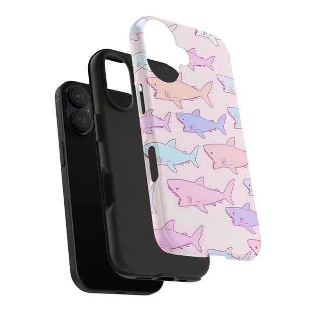 Pastel Shark Pattern Tough Phone Case LavenderCeleste
