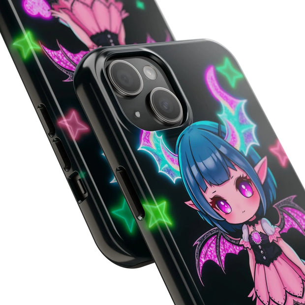 Kawaii Gothic Succubus Neon Heart Tough Phone Case