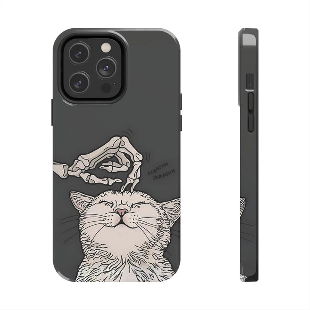Skeleton Scratch Cat Gothic Humor Tough Phone Case LavenderCeleste