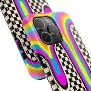 Trippy Rainbow Drip Checkered Tough Phone Case Printify
